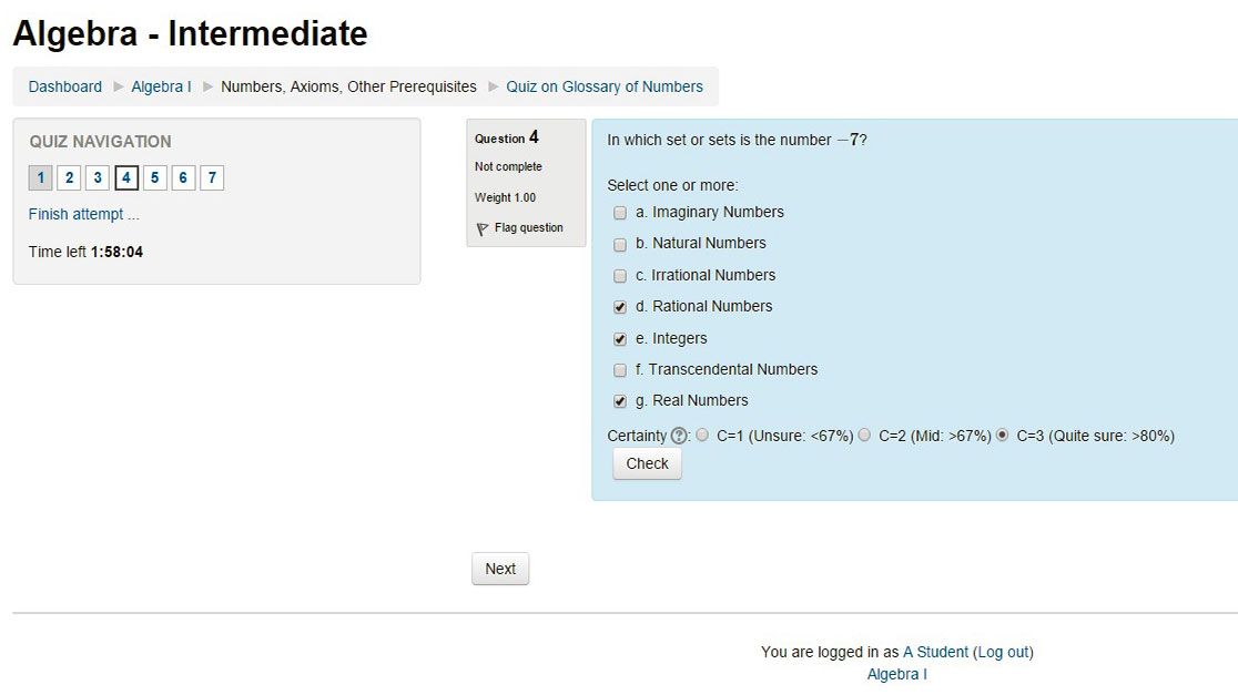 Certainty-based marking on Voxitatis Moodle