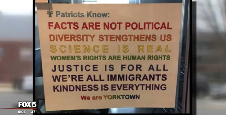 Do rainbow signs at Yorktown promote equality?