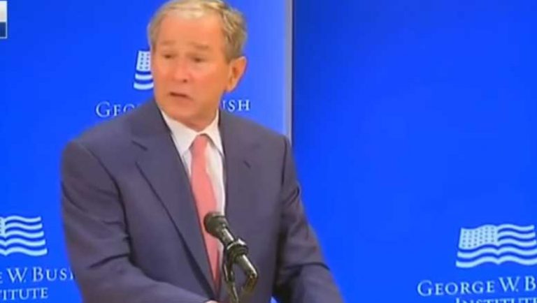 George W Bush delivers remarks on Trump-era bigotry