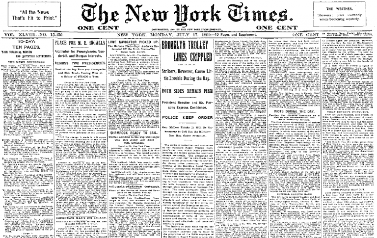 Hayfield & Newsies in the summer of &rsquo;99&mdash;1899