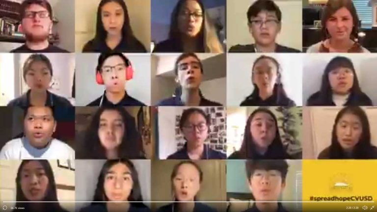 Calif. h.s. choir sings with social distancing