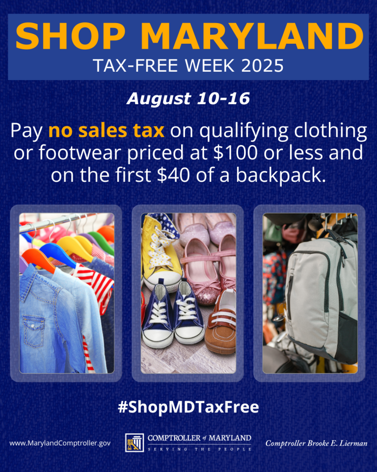 Maryland tax-free week, Aug. 10-16
